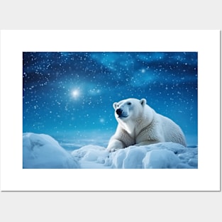 Polar Bear Animal Wildlife Wilderness Colorful Realistic Illustration Posters and Art